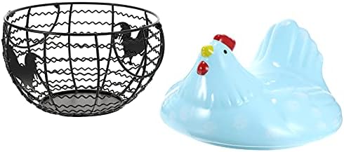 Upkoch 1pc capa retrô desktop azul galinha maçaneta de festa o ovos de bancada preto ovos de esquip skelter em forma de frango armazenamento cestas de arte cestas de capa de arte em casa