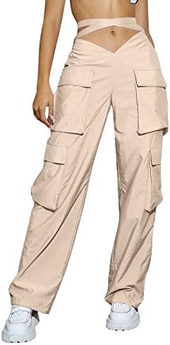 Miashui calças confortáveis ​​fofas 2023 Calças de carga Mulher relaxada roupas folgadas calças pretas da cintura alta zíper feminino feminino