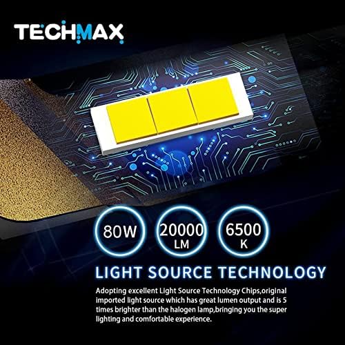 Techmax 9012 lâmpadas LED, hir2 6500k xenônio 12000lm 72w Kit de conversão extremamente brilhante branca de 2 substituição de halogênio