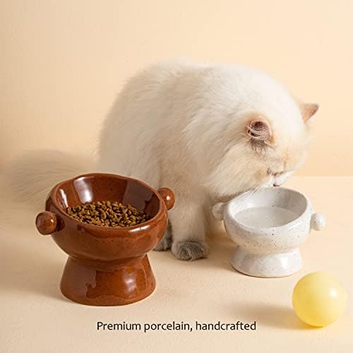 Zhenglong cerâmica tigela de gato altura na boca inclinada para proteger a vértebra cervical cão gato tigela tigela tigela