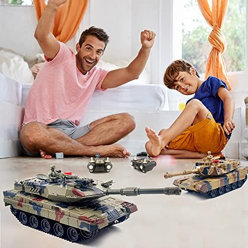 Tanque de controle remoto para meninos, 1: 24 RC Exército Tank, com fumaça, luzes e sons, brinquedo de tanque de pantera, ótimo