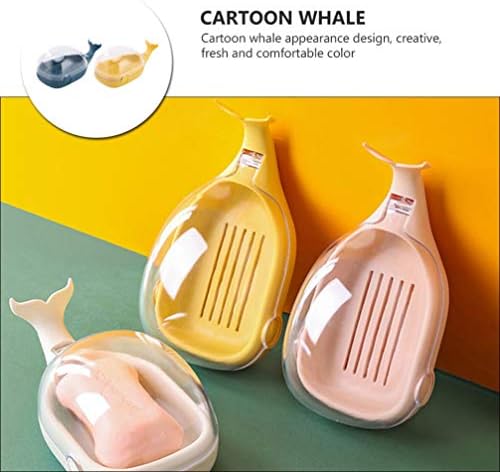Jojofuny 2pcs em forma de baleia Caixa de sabão de drenagem fofa caixa de sabão animal banheiro criativo dreno de água plástico criativo rack de sabo