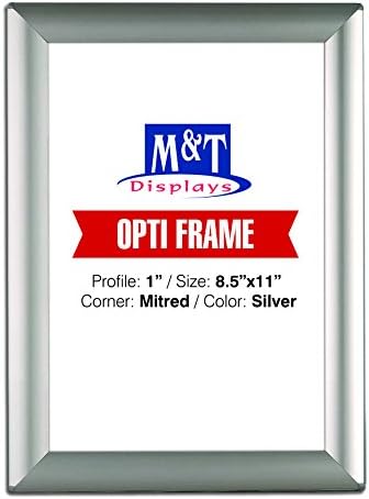 Displaysmarket 8.5x11 Frame para montagem na parede, estrutura opti, perfil de 1 polegada- prata, 20