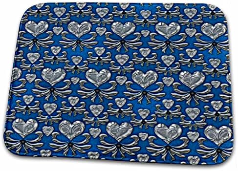 3drose bonita imagem de corações ornamentais prateados em um azul ... - tapetes de banheiro de banheiro