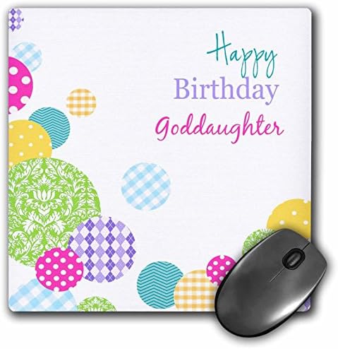 3drose LLC 8 x 8 x 0,25 polegadas Mouse blide, feliz aniversário Goddishigh - Modern Colorful Dots Padrão em branco