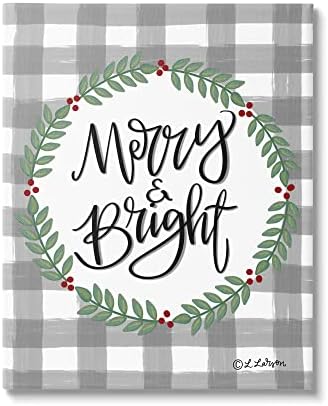 Stuell Industries Merry & Bright Gingham Christmas Caligrafia Design, Design de Lisa Larson