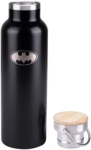 Batman isolou a aço inoxidável Viagem de água, 20oz - para água, café e mais - Thermons pretos com design de sinal