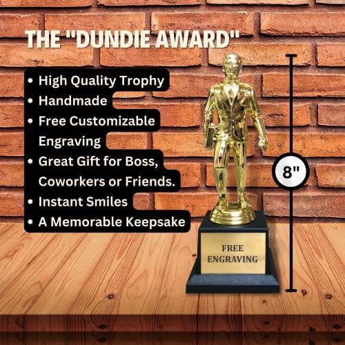 Dundie Award Trophy | Troféu de reconhecimento engraçado para chefe ou colegas de trabalho | Troféu de apreciação gravado