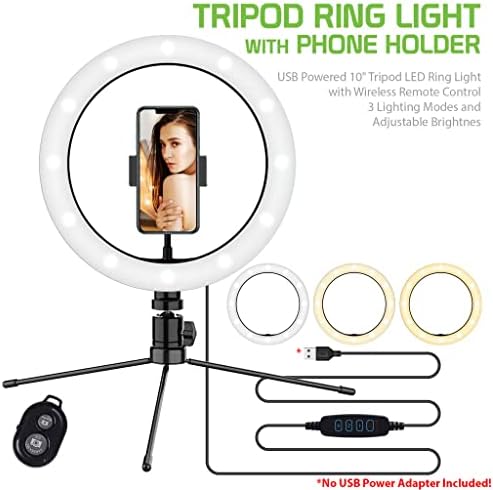 Bright selfie anel Tri-Color Light Compatível com seu espectro LG 2 10 polegadas com remoto para transmissão ao vivo/maquiagem/youtube/tiktok/vídeo/filmagem