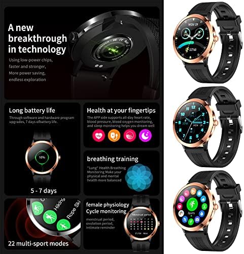 Smart Watch For Men Mulher, 360 x 360 SmartWatch para Android e iOS Phones Rastreador de fitness 1.32 Tela colorida