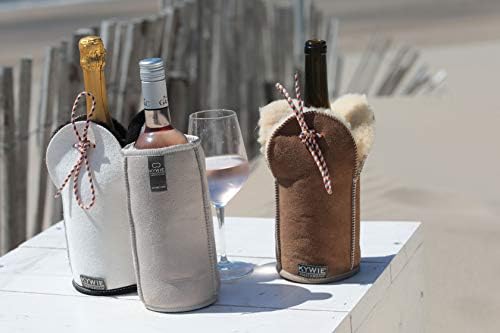 Chiller de vinho Kywie, manga de garrafa de vinho de pele de ovelha isolada para garrafas vermelhas e brancas 700 ml - couro turístico
