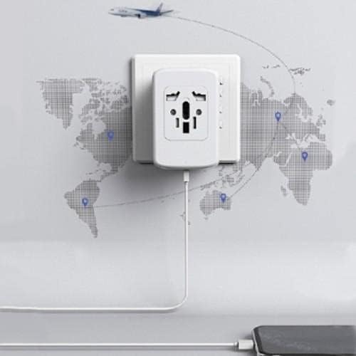 Charger de ondas de caixa para celular chique x2 - carregador de parede internacional, 3 adaptador de carga internacional USB e conversor para celular chique x2 - inverno branco