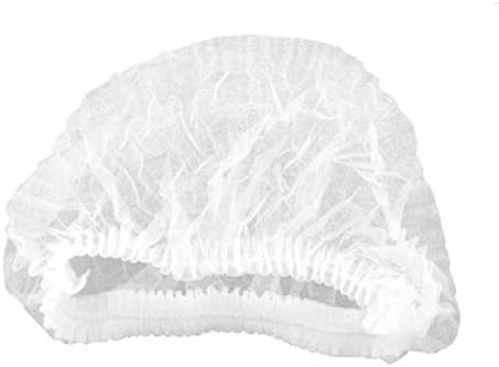 100pcs 24,8 polegadas unissex branco descartável não tecido bouffant tampa de cabelo rede de capa de cabeça com malha elástica de borda
