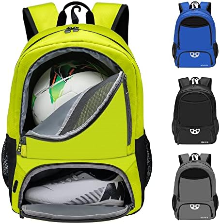 Mkour Soccer Bag, mochila de futebol para vôlei de basquete de futebol, bolsas de futebol meninos com compartimento de bola e suporte de bola