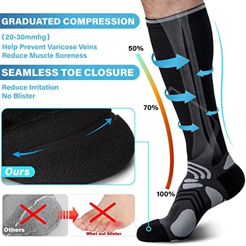 Hylaea Knee High Compression Meias 20-30 mmhg para enfermeira gravidez viagens esportivas médicas de corrida