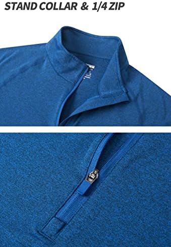 Tacvasen Men 1/4 Zip Pullover Circhas Sun Protection UPF 50+ Tops de manga longa Longa T-shirt de desempenho atlético