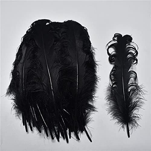 Zamihalaa 20-100pcs/lote penas de ganso encaracoladas 13-18 cm de penas diy para bordas halloween natal de casamento trajes de chapéu de chapéu decorativo - preto - 20pcs