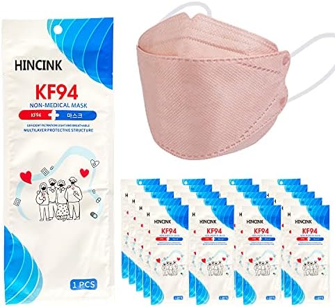 [50 pacote] máscaras Hincink KF94 [embaladas individualmente] Unissex, máscara de segurança protetora de 4 camadas, estilo de dobra
