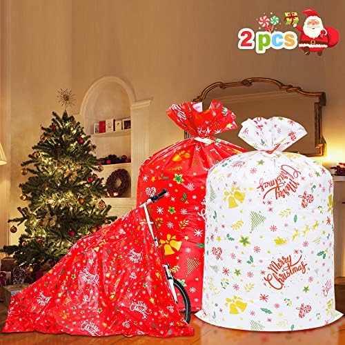 Sacos de presente de Natal grandes, 2 pcs 72 x 60 sacos de presente de Natal para presentes enormes, sacolas de presente