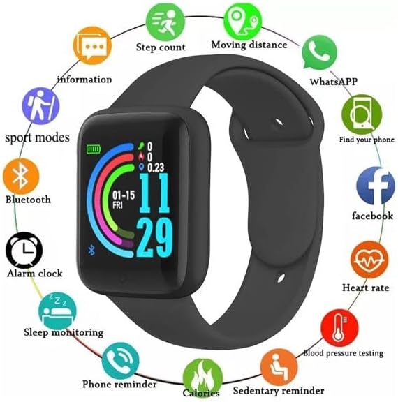 D20 Macaroon Smart Watch Y68,1.44 'Acessórios de tela de polegada Fitness, Running, Freke Racker, GPS, alarme Bluetooth,