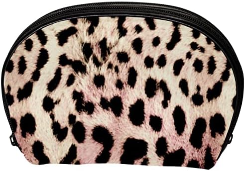 Bolsa de higiene pessoal, bolsa de cosméticos de maquiagem para homens, padrões de leopardo rosa marrom retro moderno