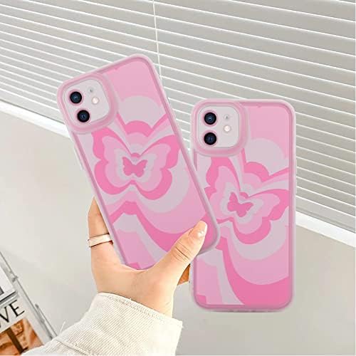 JeFonha para iPhone 12 Case com [protetor de tela], Caso de proteção contra lentes da câmera de design de borboleta fofa