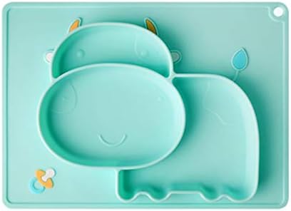 Tonwhar Silicone dividido Placas de criança - Kids Dinner Plate com Placemat embutido para crianças - Babies Cute Divided
