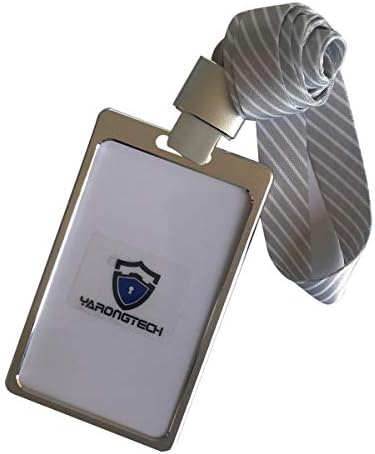 Titular do cartão de identificação do escritório, crachá de liga de alumínio do cartão RFID com cordão de faixa destacável