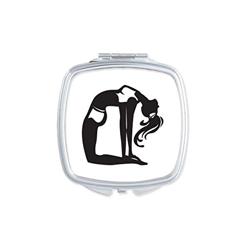 Garota de ioga graciosa alongamento Mantenha espelho saudável portátil maquiagem de bolso compacto vidro de dupla face
