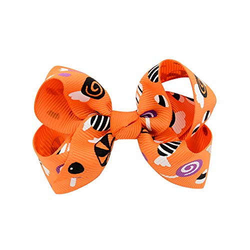 3 Cabelo de cabelo clipe 12 PCs Boutique Alligato Halloween Bow Truque ou Treat Grosgrain Ribbon Acessórios para meninas bebês crianças