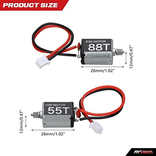 RCAWD 030 Tamanho Motor 55T escovado de carbono e 88t com engrenagem de pinhão de aço 11t para 1-24 SCX24 Crawler salta