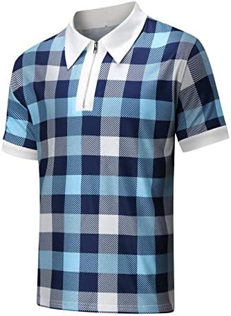 T-shirt de golfe masculino zíper casual colarinho de gole de henry tops henringbone pólo de camisa de pólo de pólo de manga curta
