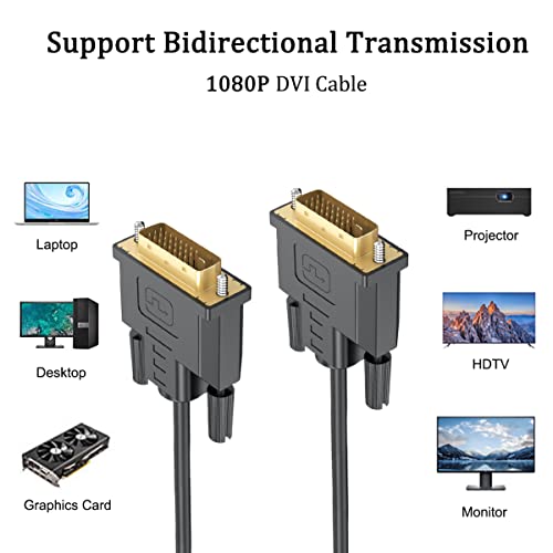 Uvooi DVI para DVI Cabo de 6 pés 5 pés 5-pacote, DVI-D para DVI-D Monitor de cabo 1080p para jogos, computador, HDTV e projetor