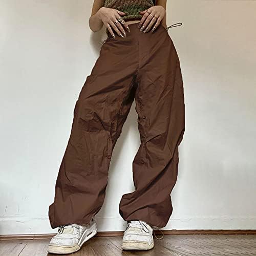 Lcepcy High Rise Cargo Pants feminino Logo Casual Cintura Larra larga Licitação de pernas largas Sorta de verão de verão