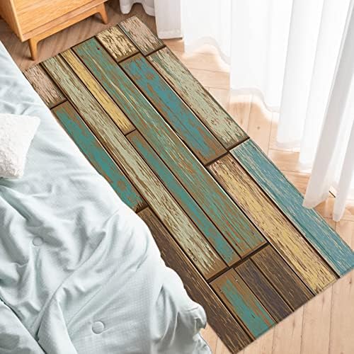 Capacho retrô de madeira de madeira fofo tapete tapete tapete de banho multicolorido quadro antigo absorvente absorvente