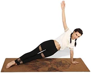 Shakti Warrior Cork Yoga Mat-Projetado de artista, tapete sem deslizamento ecológico impresso premium, ótimo para ioga regular e quente, pilates, exercícios 72 polegadas x 24 polegadas x 3mm de espessura
