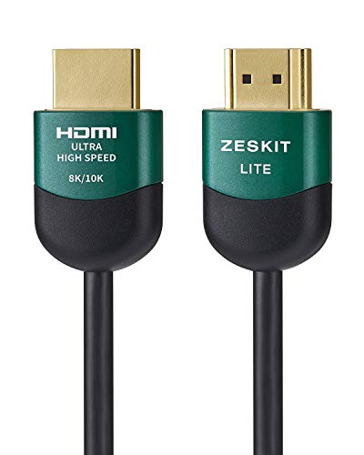 Zeskit Lite 48 Gbps Slim Caga Ultra de alta velocidade Cabo HDMI 1,5 pés, 4K120 8K60 144HZ EARC HDR HDCP 2.2 2.3 Compatível com