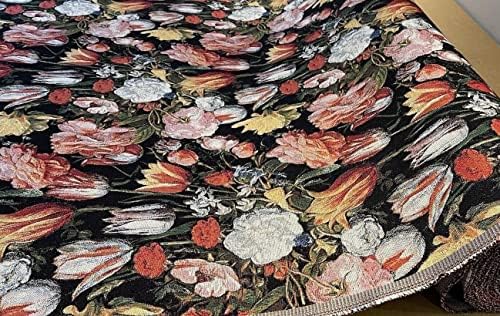 Tecido de tapeçaria vendido pelo material de costura de tecido floral do quintal pelo medidor vintage look tulipas e rosas padrão