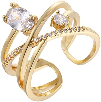 Se você tocar anel punk anel de prata retro multicamada anel de diamante anel de strass ring ring elegante anel de abertura ajustável