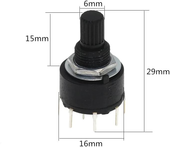 Codificador de chave koaius 10pcs rs16 plástico de 16 mm interruptor de banda rotativa 2 pólo 3 4 posição 1 pólo 5 6 8 alça de posição