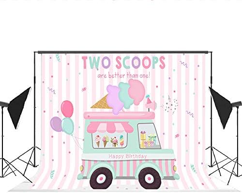 Lofaris Ice Cream Theme Truck Shop Party Beddrop Girls Pink Feliz 2º aniversário Princip Little Princess Duas colheres