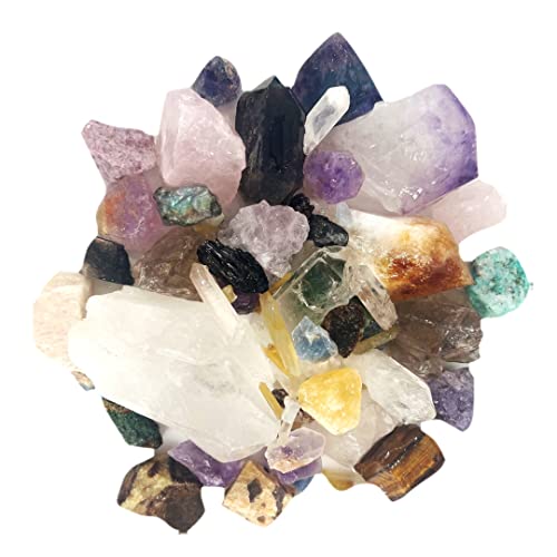 Paydirt de pedra preciosa Crystal Point | 7lb Bag | DIGADO DE PLOM DE GEMA RUDE | Crystal Gems Points
