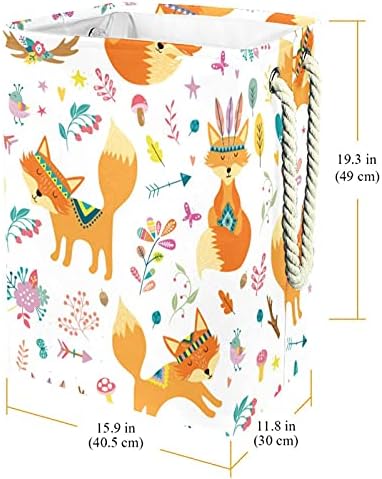 Foxos foxos brancos flechas grandes cestos de roupa com alça de transporte fácil, cesta de lavanderia dobrável à