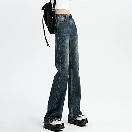Calça de flores silvestres para mulheres jeans largura perna larga jeans feminina slim simples, porém sofisticada, design plus