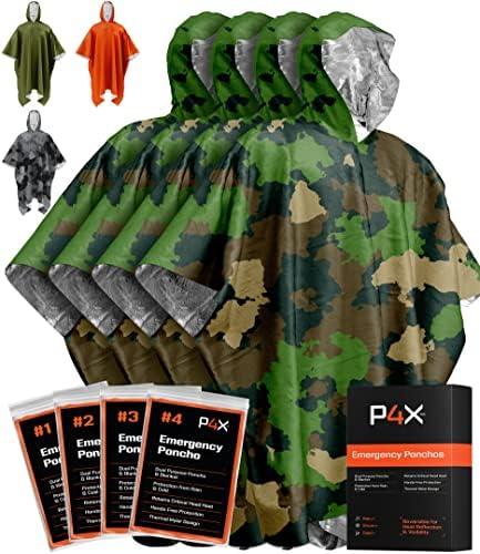 Preparado4x Poncho de chuva de emergência com revestimento de cobertor Mylar - Cobertores de sobrevivência para carro - Diretor