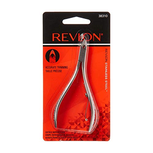 Aparador de cutículas por Revlon, Ferramenta de removedor de cutículas de meia mandíbula, cuidados com as unhas, lâmina de alta precisão, aderência fácil, aço inoxidável