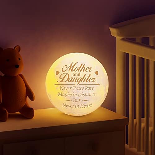 Presentes da mãe de Woodemon, mãe e filha Lâmpada de lua gravada 3D LED LOUN LOUN Night Light, presentes para mamãe