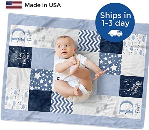 Mdprints Levam cobertores de bebê personalizados para meninos, presentes personalizados de bebê com nome, cobertor de bebê
