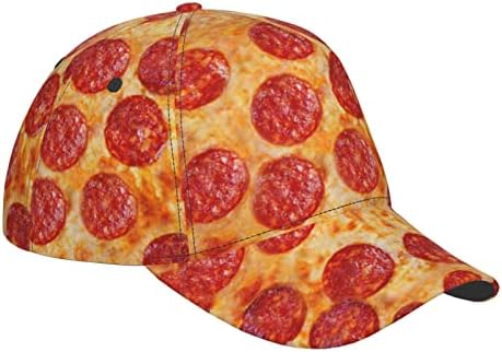 3D Pizza Pepperoni Baseball Cap Snapback Hat para homens e mulheres com faixa de cinta de cabeça ajustável, chapéus de Bill Flat Bill