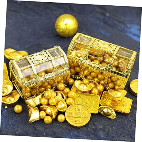 Homoyoyo 5pcs caixa decoração de bolo decoração de pirata decoração Goldendoodle Organização de biscoitos Organização de jóias de cristal caixa de tesouro dourado caixas de armazenamento de tesouro ornamentos de baú -ouro grande estátua dourada
